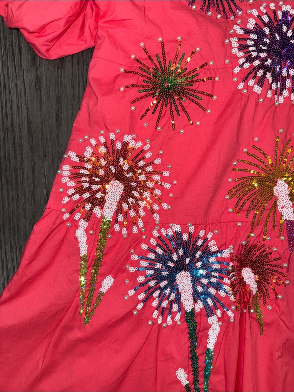 Queen of Sparkle Pink Firework Back Dress Size S Maximalist Festive Party Sequin - Picture 7 of 12
